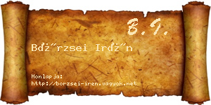 Börzsei Irén névjegykártya